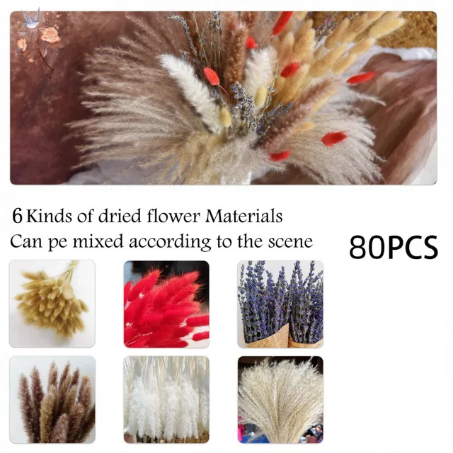 Natural Pampas Lavender Dried Artificial Flower Bouquet