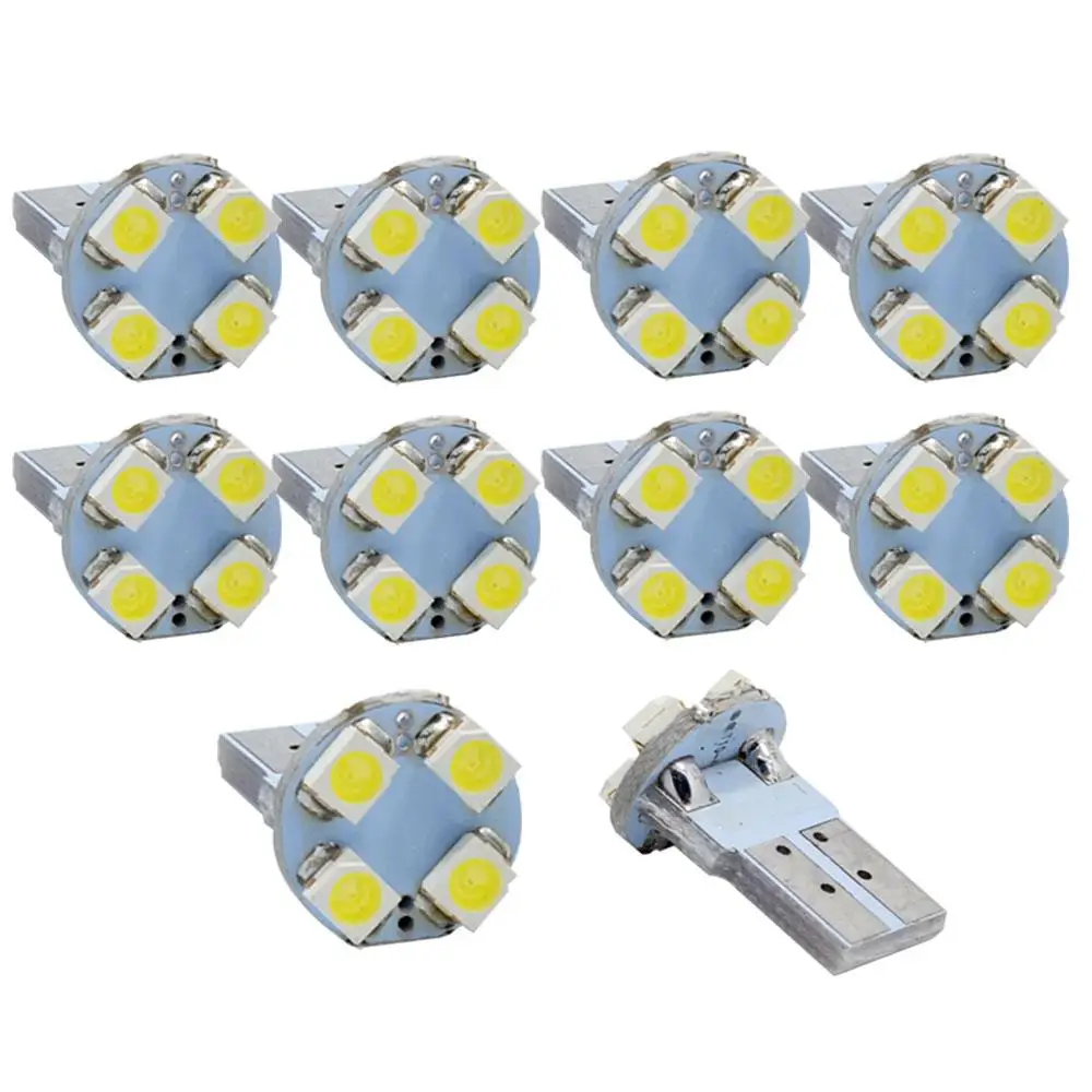 

10X White W5W T10 Bulbs 1210 3528 4 Smd Auto Led Canbus Signal Corner Light Bulb Door Lamp Reading Interior Lighting Car Styling