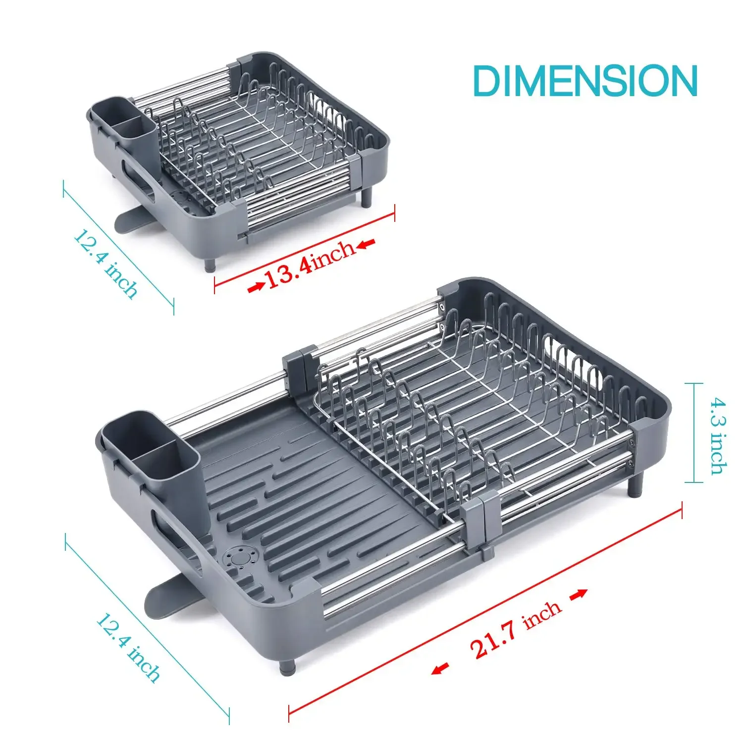 

Holder Steel Over Dish Sink With Storage Organizer Kitchen Countertop Plates Stainless Drainer Cutlery Drying Rack Expandable