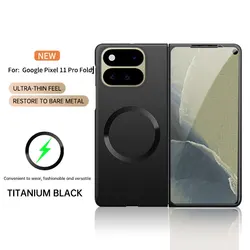 Sleek Frameless Magnetic Case - Metal Matte Finish, Slim Design, Wireless Charging Compatible for Google Pixel 11 Pro Fold (Black yaXin)