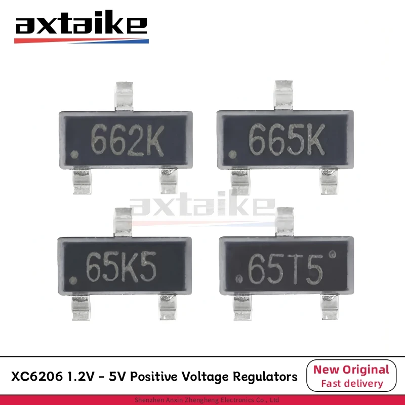 XC6206 1.2V 1.5V 1.8V 2.5V 2.8V 3V 3.3V 3.6V 5V SOT23 662K 665K 65Z5 XC6206P152 182 252 332 MR Positive Voltage Regulators 50PCS voltage regulator ic