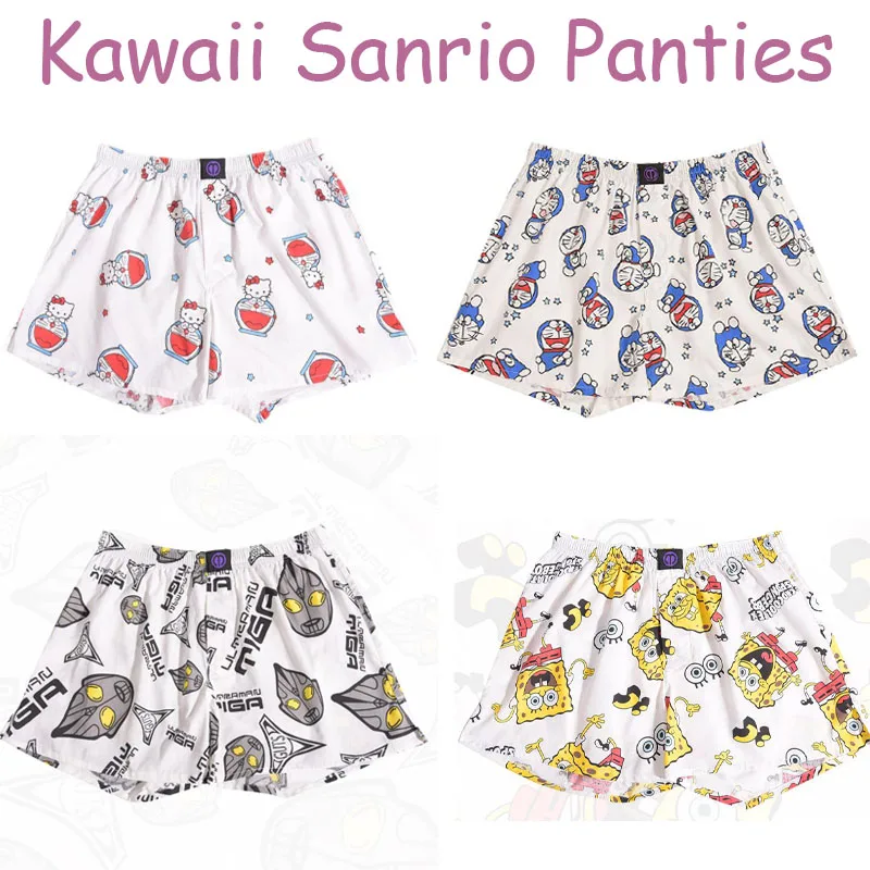 

Kawaii Sanrioed Men's Underpants Cute Soft Hellokittys Cartoon Anime Boxer Underpants Plush Toys for Boys Gifts