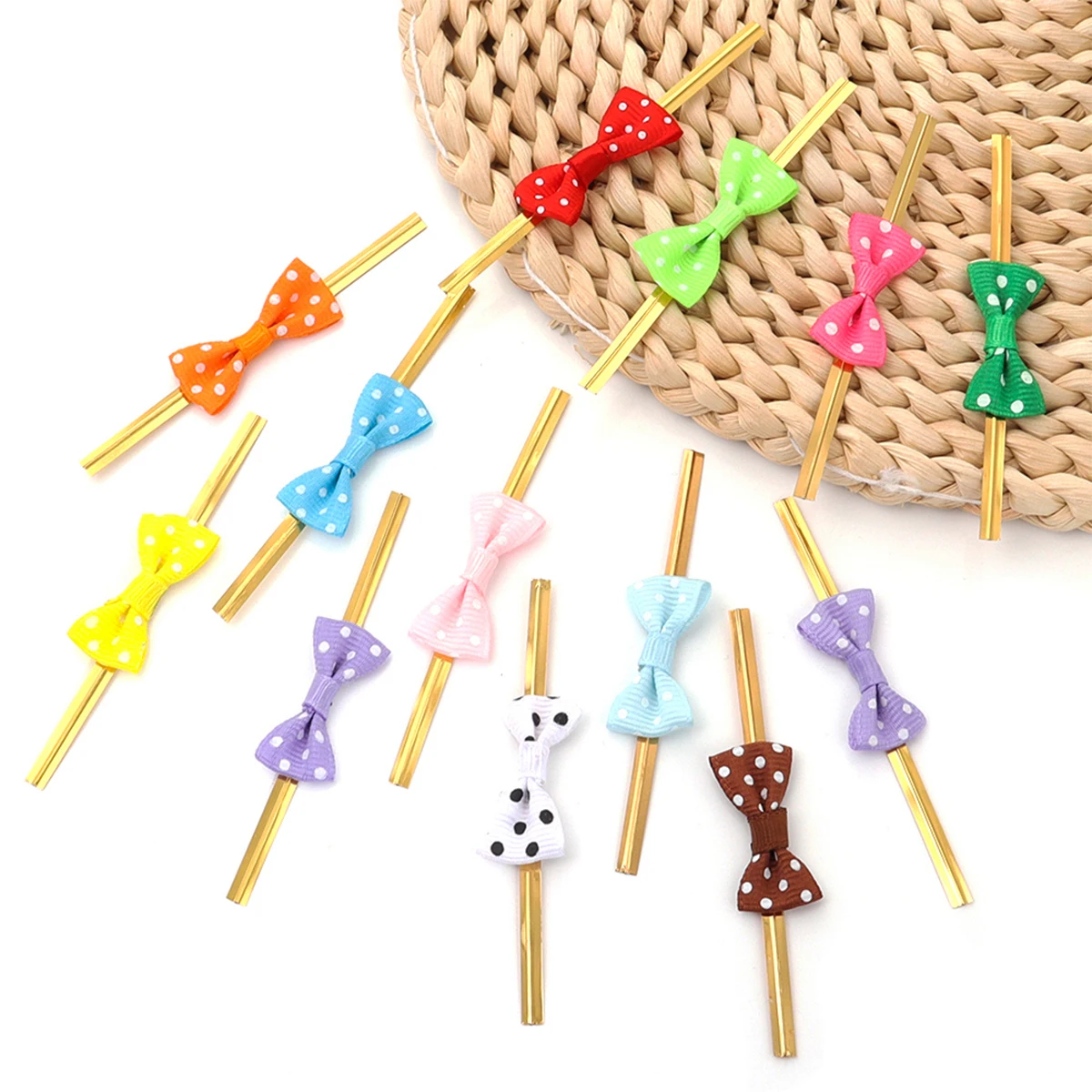 30Pcs/bag Golded Wire Bowknot Bow Metallic Twist Ties Bow Tie Wrapping for Food Cookies Lollipop Candy Bags Sealing Fixed Ties