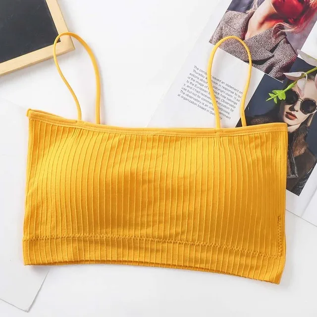 Summer Women Sling Tube Top Sexy Bra Top Breathable Chest Pad Wearing Underwear Seamless Ice Silk Breast Wrap Lingerie Female yellow