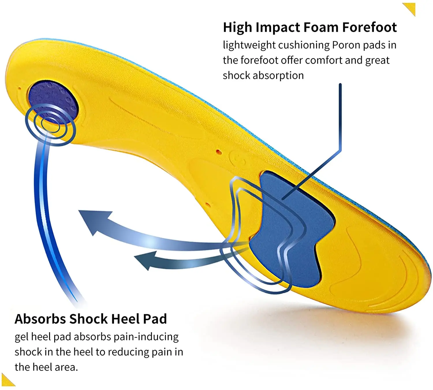Walkomfy Pain Relief Orthotics Plantar Fasciitis High Arch Support Insoles Orthotic Shoe Inserts for Flat Feet,Metatarsalgia