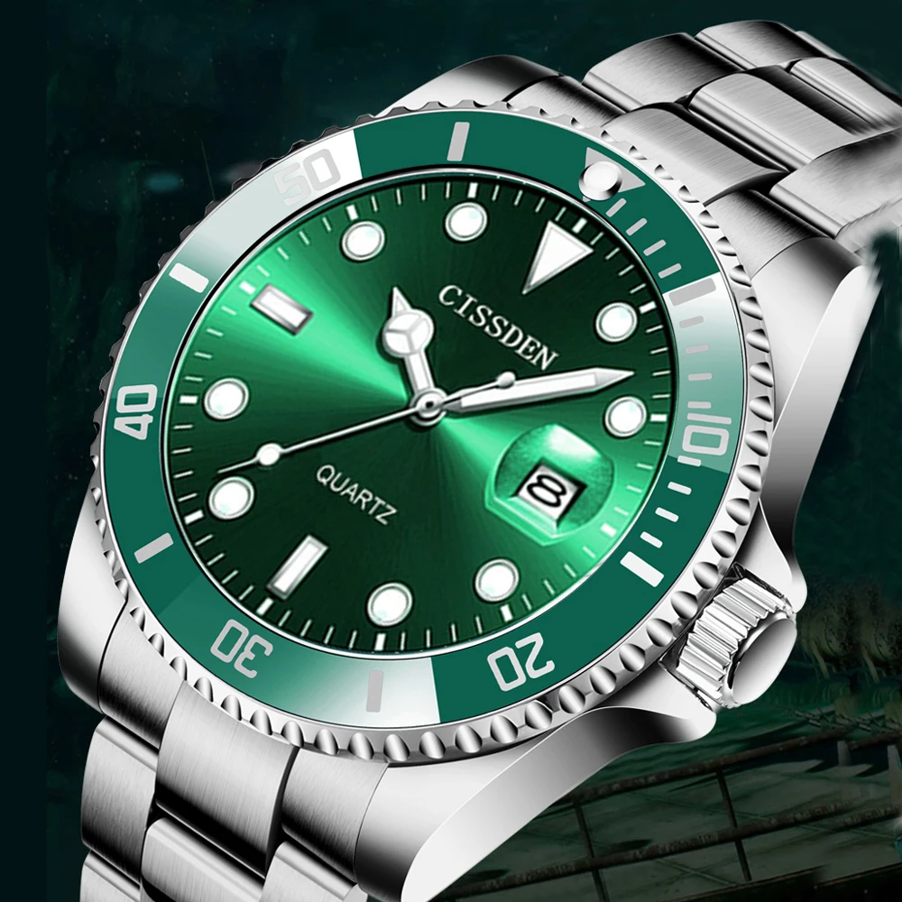 CISSDEN Mens Watches Top Brand Luxury Diver Watch For Men Quartz