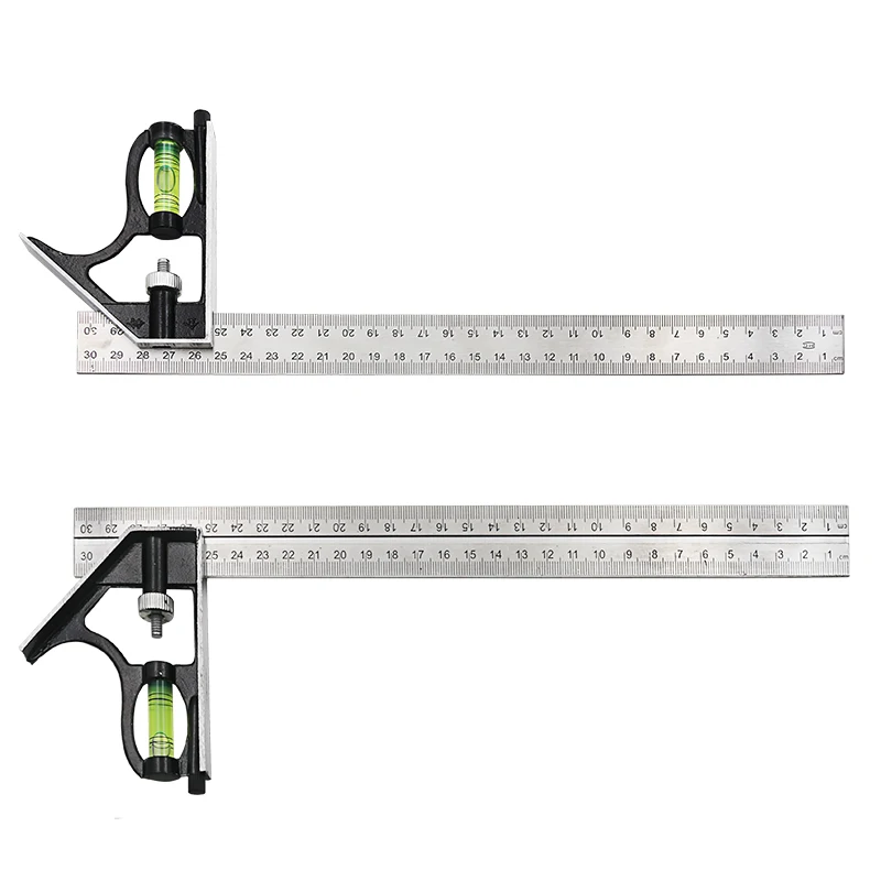 Angle square measuring tools set precise stainless steel aluminium adjustable combination spirit level 12" 300mm