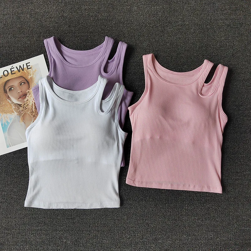 

Sports Tank Top Women's Breathable Quick Dried Strap Chest Cushion Wrapped Shockproof Yoga Top Running Training Fitness Shirt