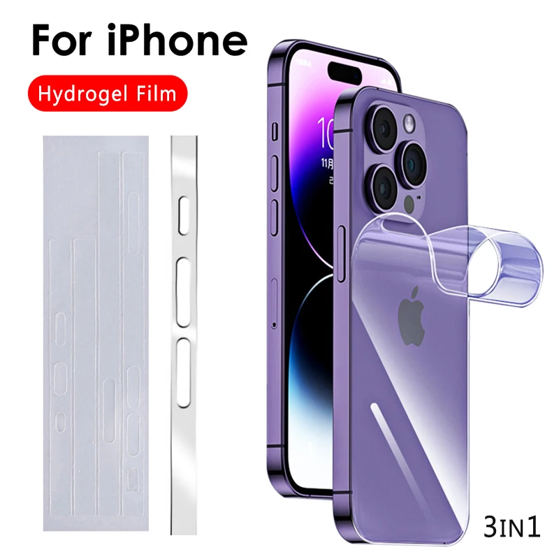 3in1FrontBackSideHydrogelFilmForiPhone141213ProMaxMini