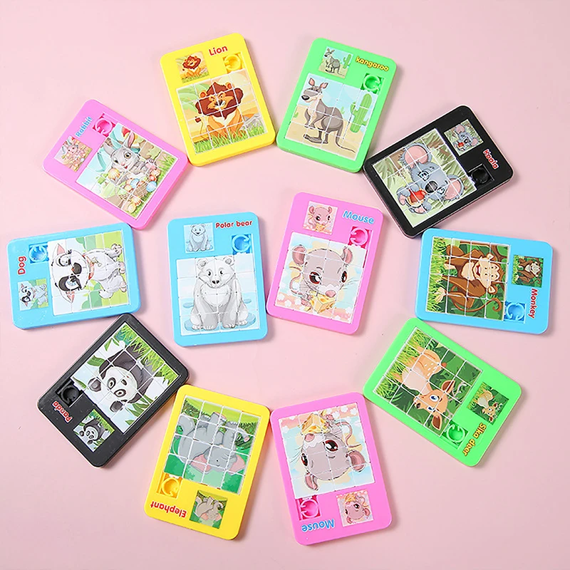 

5PCS Cartoon Jigsaw Animal Puzzles Early Educational Developing Toy For Children Birthday Party Favors Pinata Filler Rewards