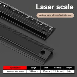 High - Precision Non - Slip Aluminum Alloy Multifunctional Ruler (Black - 30CM)