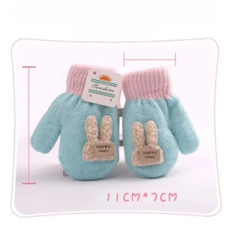 baby Winter Hand Gloves Thick Warmer Knitted Mittens Thicken Mittens for Kids Cute Cartoon Gloves Boys Girls 5