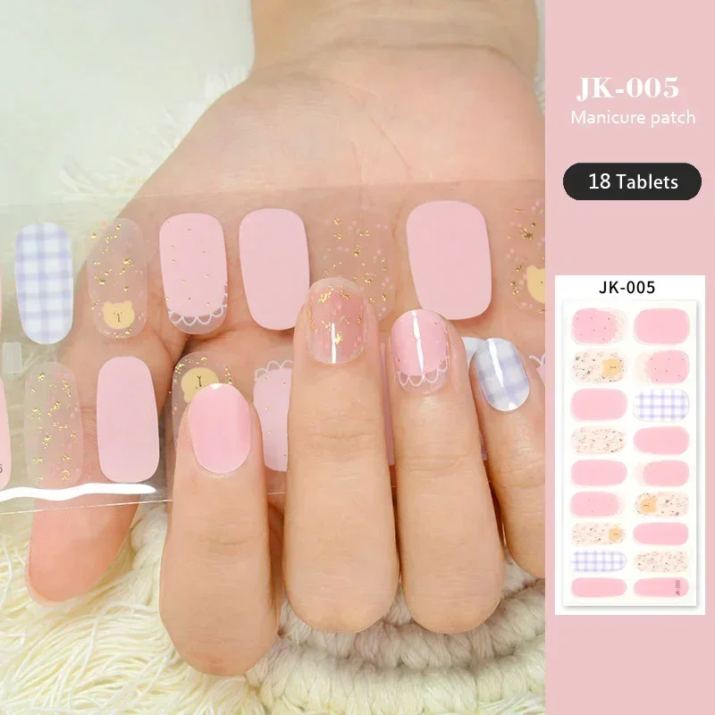 

18 Plus 6 Tips Semi-cured Gel Nail Stickers Gilding 3D Nail Stickers Phototherapy Nail Polish Adhesive Stickers UV Lamp Need
