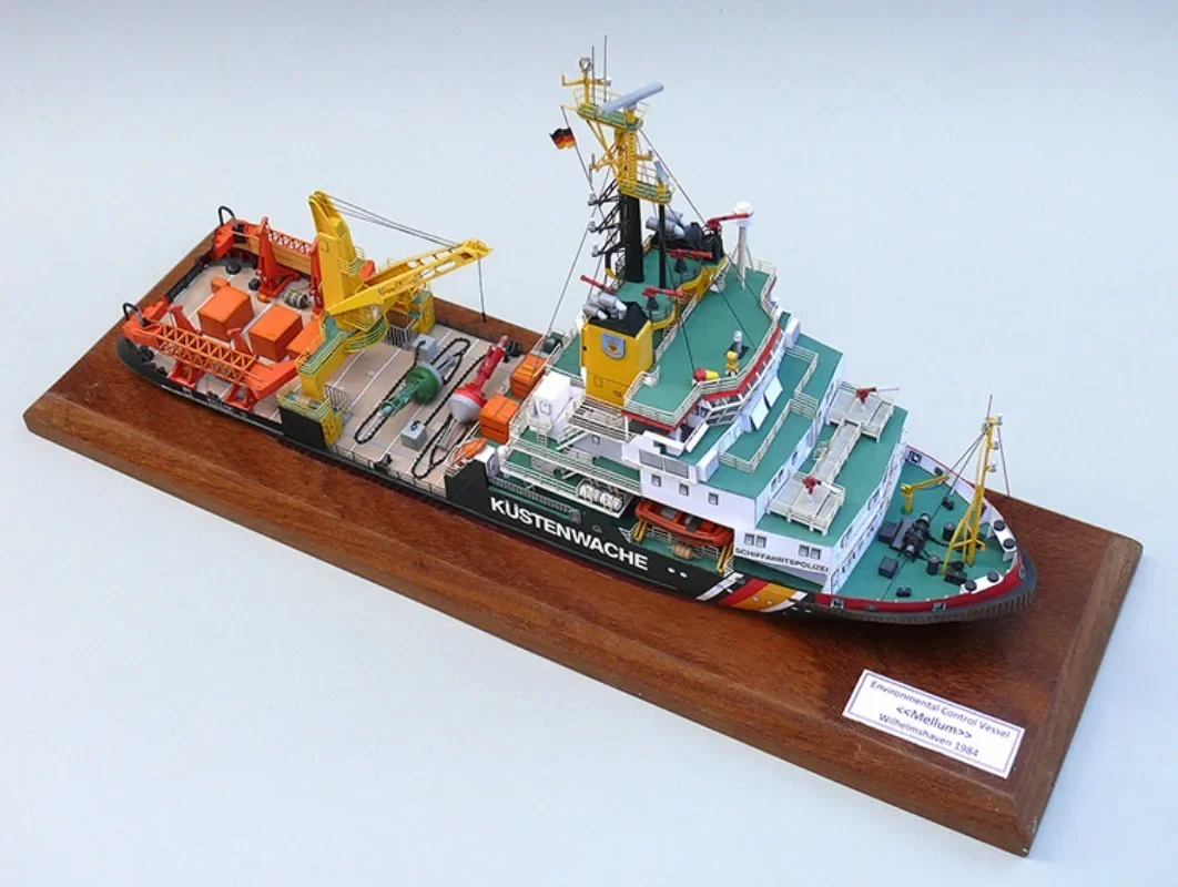 1:250 Germany Mellum Marine Police pollution monitoring ship paper model Ship model Hand-assembled DIY decorations