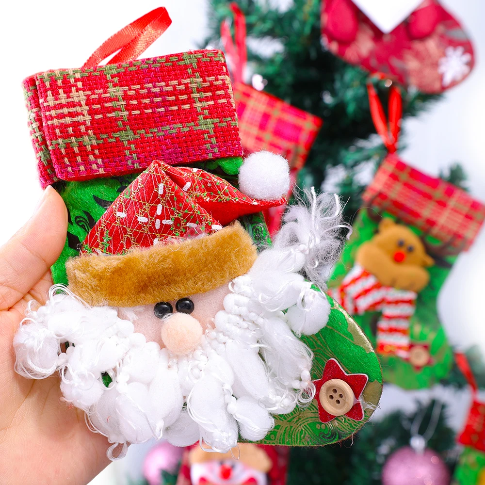 Mini Christmas Hanging Stockings Xmas Tree Ornaments Pendant Small Boots Children New Year Candy Bag Santa Claus Gift Sock Decor christmas stockings