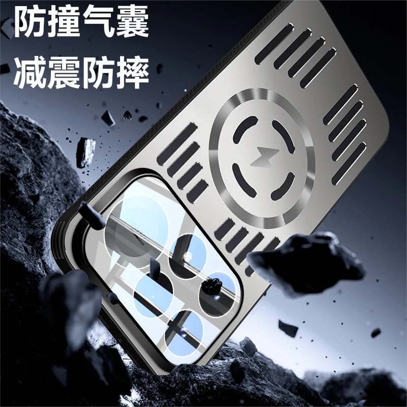 Enhanced Metal Heat Dissipation Magnetic Shockproof Case with Aluminium Alloy Bumper
