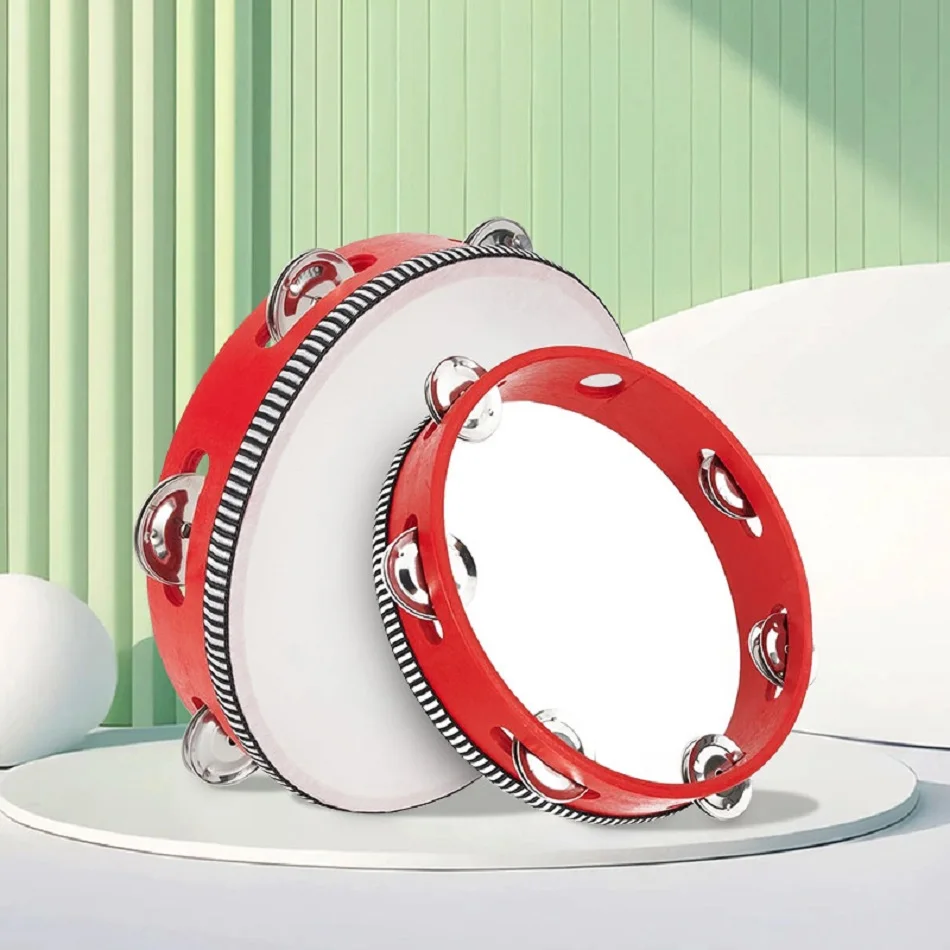 Description Picture 2 of item4/6/8/10 Inch Manual Orff Percussion Tambourine Dancing Props High Quality Wood Melodious Plink Hand Clamping Drum For Children