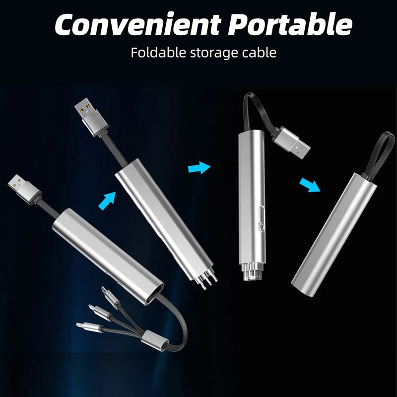 마이크로 USB C 타입 충전 케이블, 확장 가능, 고속 충전, 3A, 3 인 1