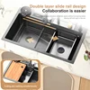 Large Single Slot Embossed Stainless Steel Waterfall Kitchen Sink  Household Wash basin Dishwashing  Sink For Kitchen 3