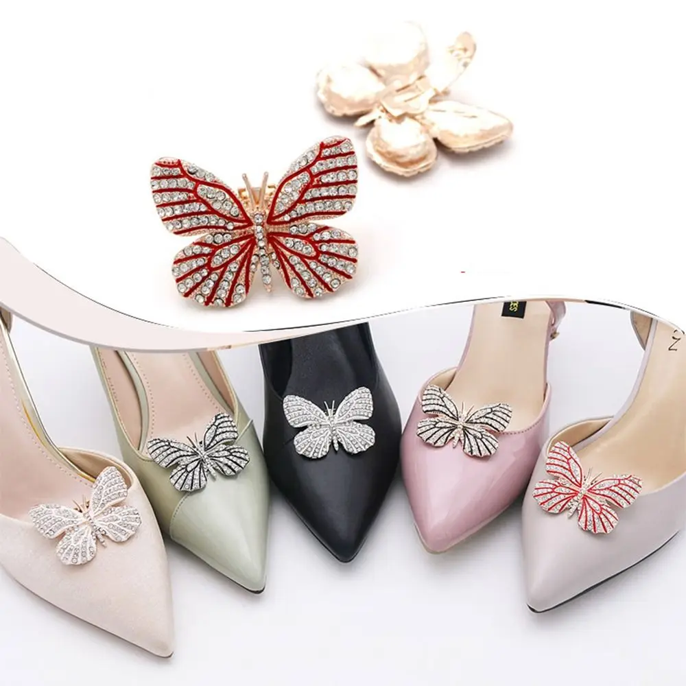 

Crystal Rhinestone Shoe Clip Clamp Brooches Butterfly Shiny Decorative Clip Charm Buckle Replacement Shoe Flower Decoration