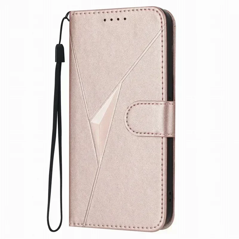3D Triangle Wallet Phone Cover with Card Slots and Stand Feature #NIB