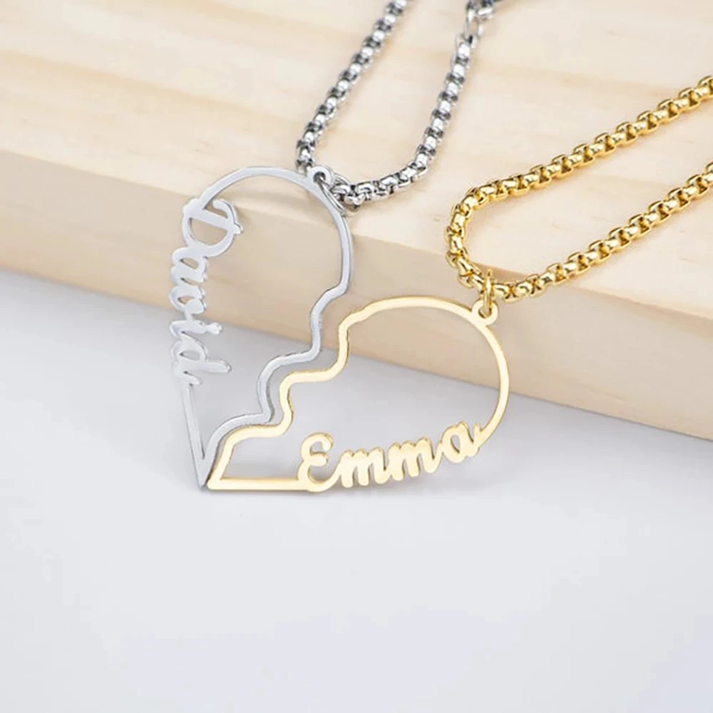 Customized Name Necklaces Stainless Steel Couples Necklace Square Pearl Chain Pendant Choker Chain Valentine Day Memory Jewelry 1pc jewelry box bow pearl necklace display stud bracelet square storage case jewelry packaging gift boxes tote bag wholesale