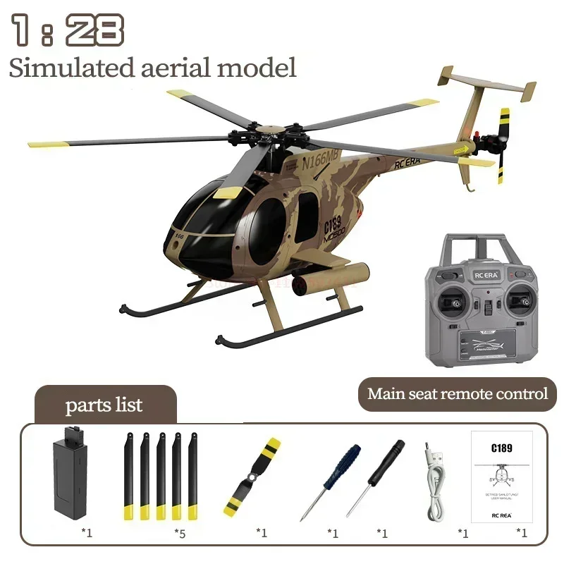 2024 Rc Era 1:28 C189 Bird Rc Helicopter Tusk Md500 Dual Brushless Simulation Model 6-Axis Gyro Simulation Model Toys 3