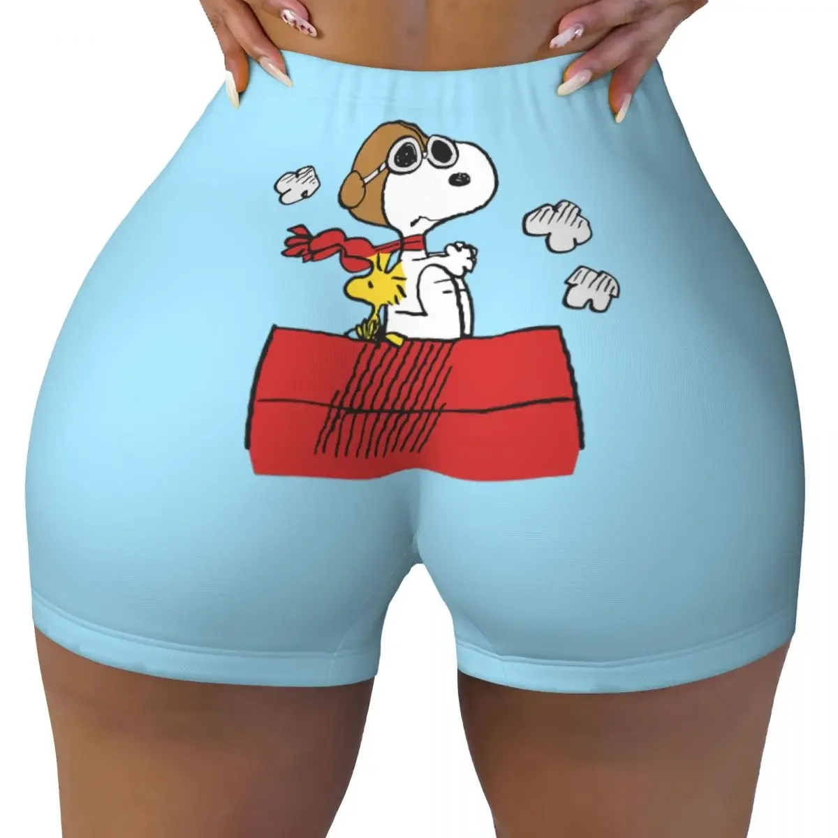 thumbnail image 1 of Pantalones cortos de ciclismo para entrenamiento de voleibol con paisaje de Van Gogh personalizado de Snoopy y Charlie Brown Pantalones cortos de yoga para gimnasio de Peanuts para mujer, 1 of 5