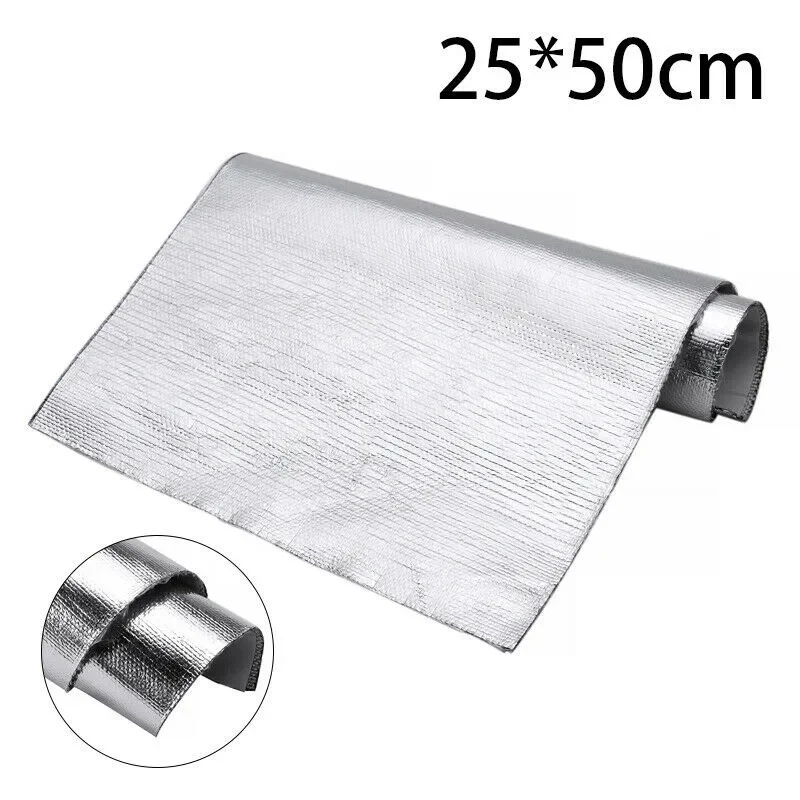 Aluminum Fiber Car Fender Heat Sound Insulation Mat 800 Celsius Shielding Exhaust Bonnet Engine Film Wrap 25x50cm sound insulation mat heat insulation mat