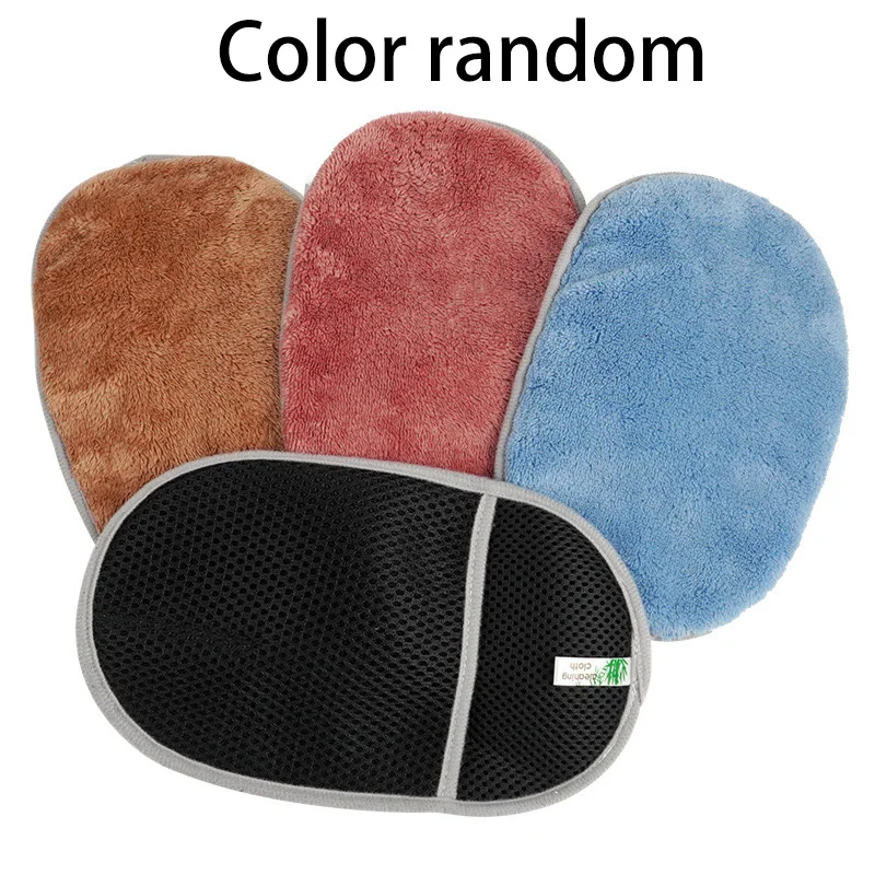 Coral Velvet Mitt For Car Cleaning Household Double-side Microfiber Waterproof Wash Car Buffing Mitt Wash Accessories