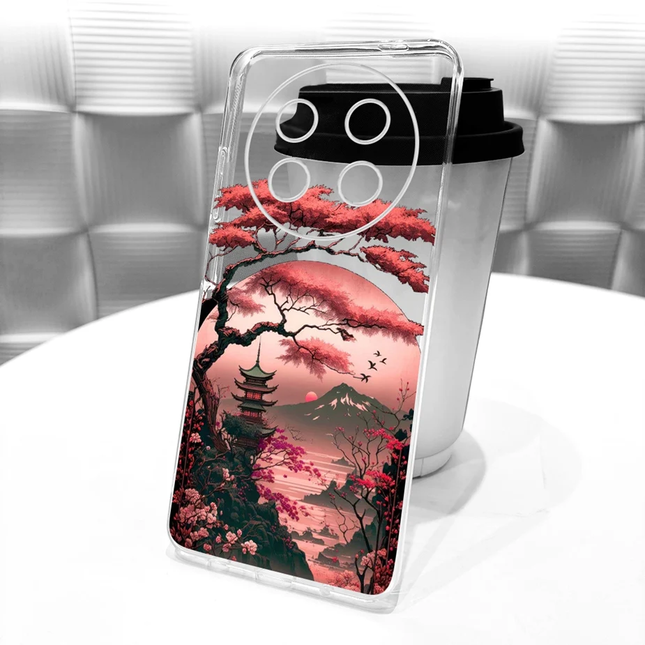 Cute Cat & Peacock Painted Soft Silicone Case - Enhanced Protective Cover
