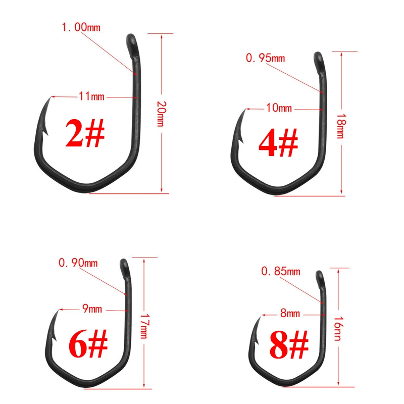 Description Picture 3 of itemStainless Steel Carp Fishing Hooks, Barbed Pinpoint Claw Hooks, PTFE Coating, High Carbon, Eyed Fish Hooks, 20Pcs