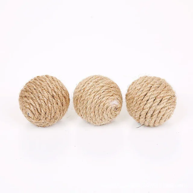 1/5/10PCS Cats Sounding Ball Interactive Handmade Sisal Cat Scratching Ball Make Sounds Cat Toy Home Kitten Ball Toys 6
