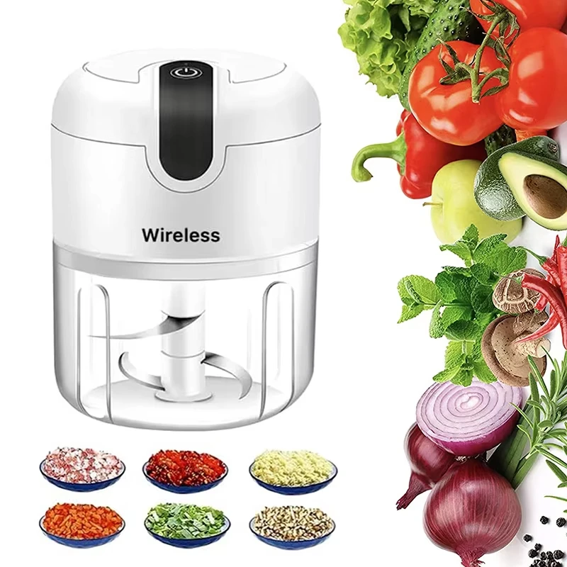 1 set of ginger and garlic grinder 260ML mini garlic grinder rechargeable onion chopper meat grinder kitchen vegetable mixer 2