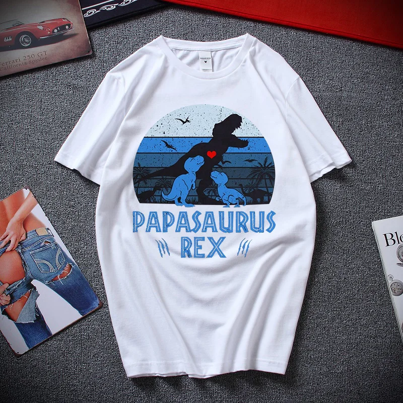 Papasaurus Rex T-shirt For Dad Men's Retro Dinosaur Father's Day_voghion.com