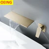 Wall Mounted Concealed Bathtub Faucet Hot And Cold Water Faucet Waterfall Outlet  Stainless Steel Black Gold 1