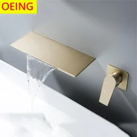 Wall Mounted Concealed Bathtub Faucet Hot And Cold Water Faucet Waterfall Outlet  Stainless Steel Black Gold 1