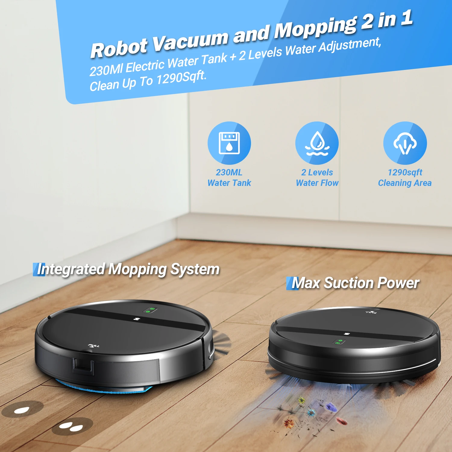 Robot Vacuum Cleaner GOOVI G20 Robot Vacuum Cleaner 6000Pa Strong Suction 2500mAh Battery 3in1 Mopping Sweeping Suction Smart Home Support Wifi/alexa