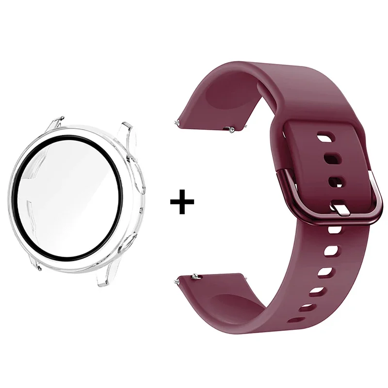 Premium Accessory Bundle: Glass Case, Strap, and Screen Protector with 20mm Watch Bands and PC+Bumper Cover