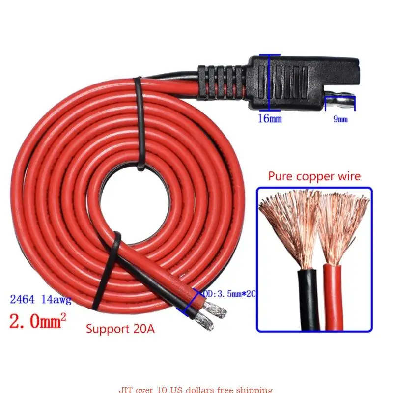 Carkio Cavo di prolunga da 1 a 2 connettori SAE, 1 m, SAE 14 AWG, Adatto per Auto, moto