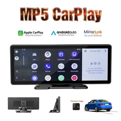 10.26 inch Car Monitor Wireless CarPlay /Android-Auto HD Screen Camera Bluetooth FM Transmitter USB TF Video Player