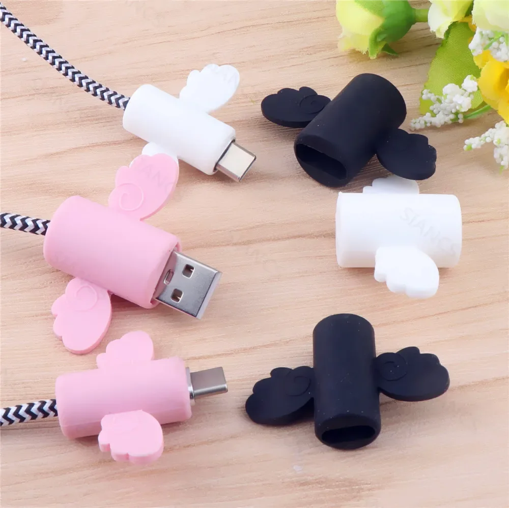 

Angel Wing Cable Protector Cute Type C USB Charger Cord Cable Winder Organizer Holder For Micro Usb C Line Cable Bite Protector