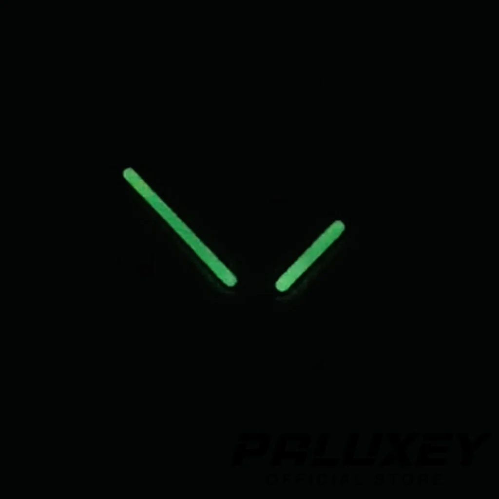 Elegant Black and Rose Gold Watch Hands with Green Luminous Accents