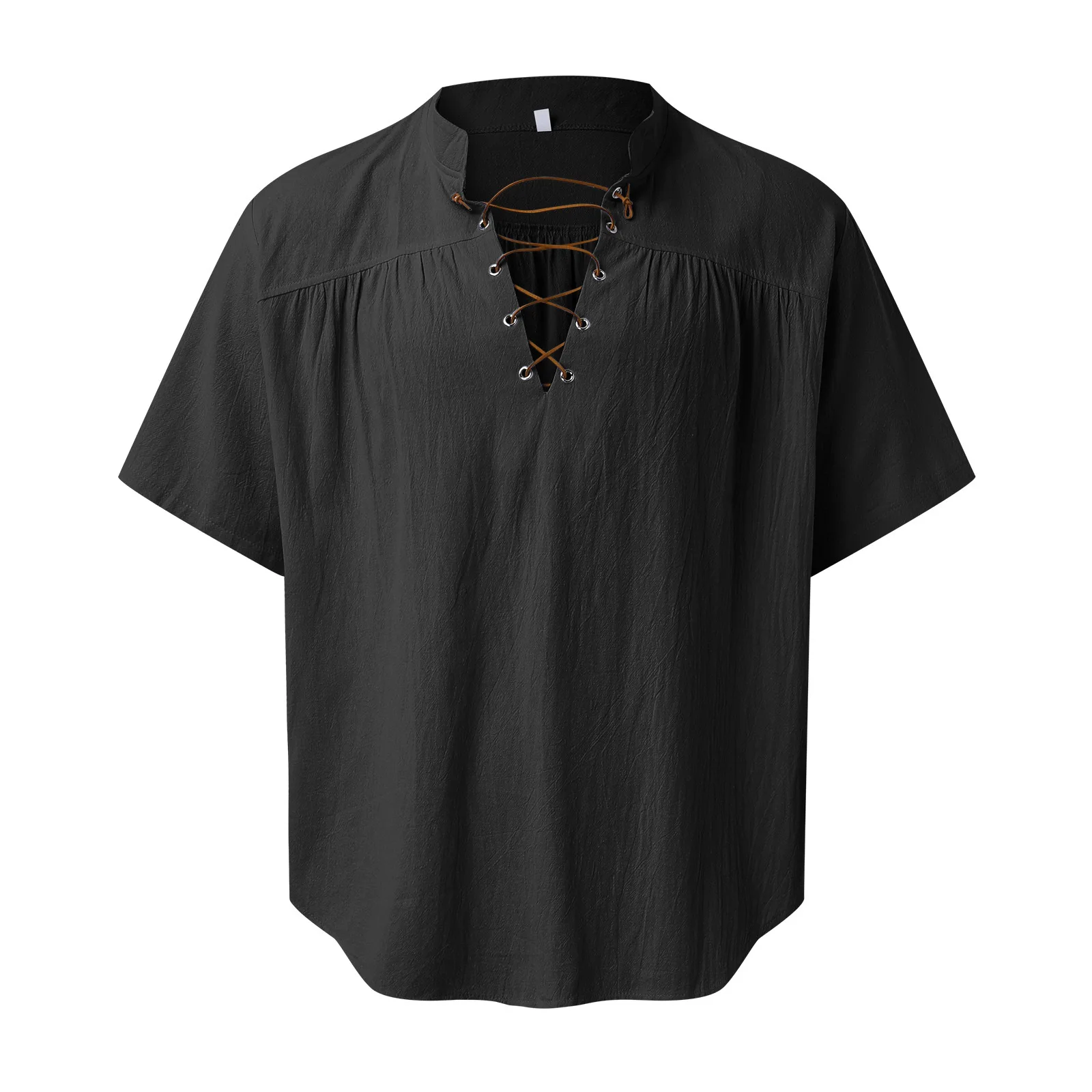 

New Renaissance Medieval Pirate Short Sleeve Shirt Knight Costume Cosplay Shirt Hippie Gothic Pirate Corset Shirt