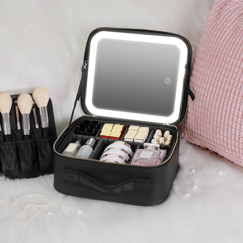 Large Capacity PU Leather Cosmetic Storage Bag Women Makeup Organizer Handbag  Makeup Brushes Storage Bag Toiletry Bag Travel - AliExpress