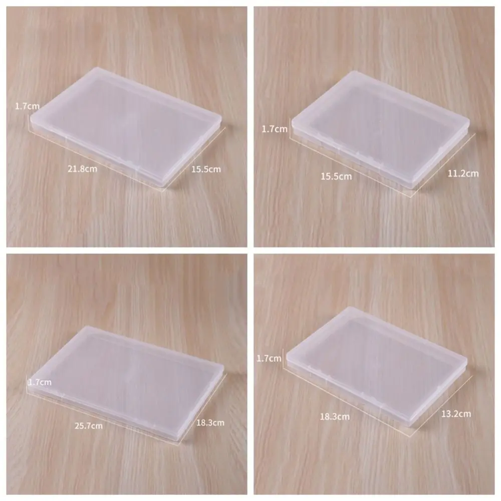 Container Case Rectangular Plastic Clear Storage Box Portable Transparent Flat Wear-resistant 4 Sizes Table Organizer
