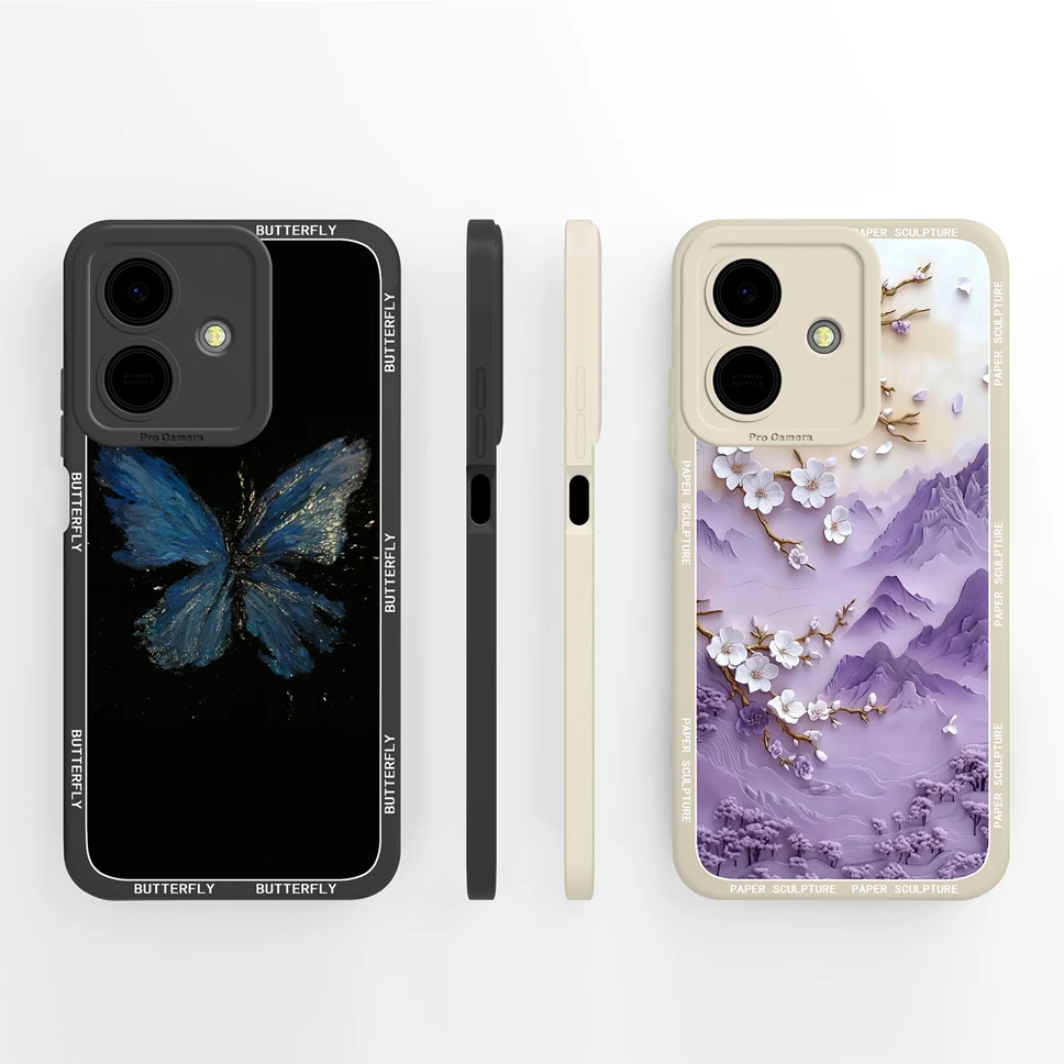 Abstract Plants Pattern Anti-Drop Phone Case - Soft Liquid Silicone Shell