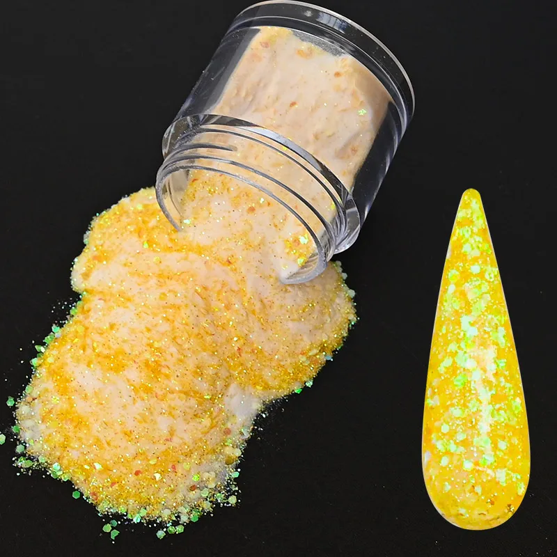 1 Bottle Acrylic 2-in-1 Nail Powder Glitter Sequins Powder Diy Nail ...