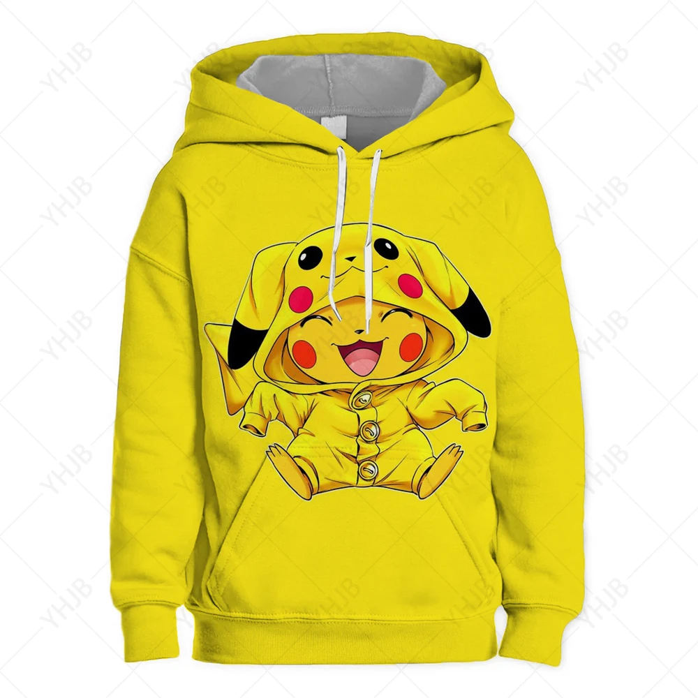 

Anime Pokemon Boy Hoodies Cartoon Pikachu Children Boys Girls Sweatshirts Spring and Autumn Thin Coats Children's Clothing Tops