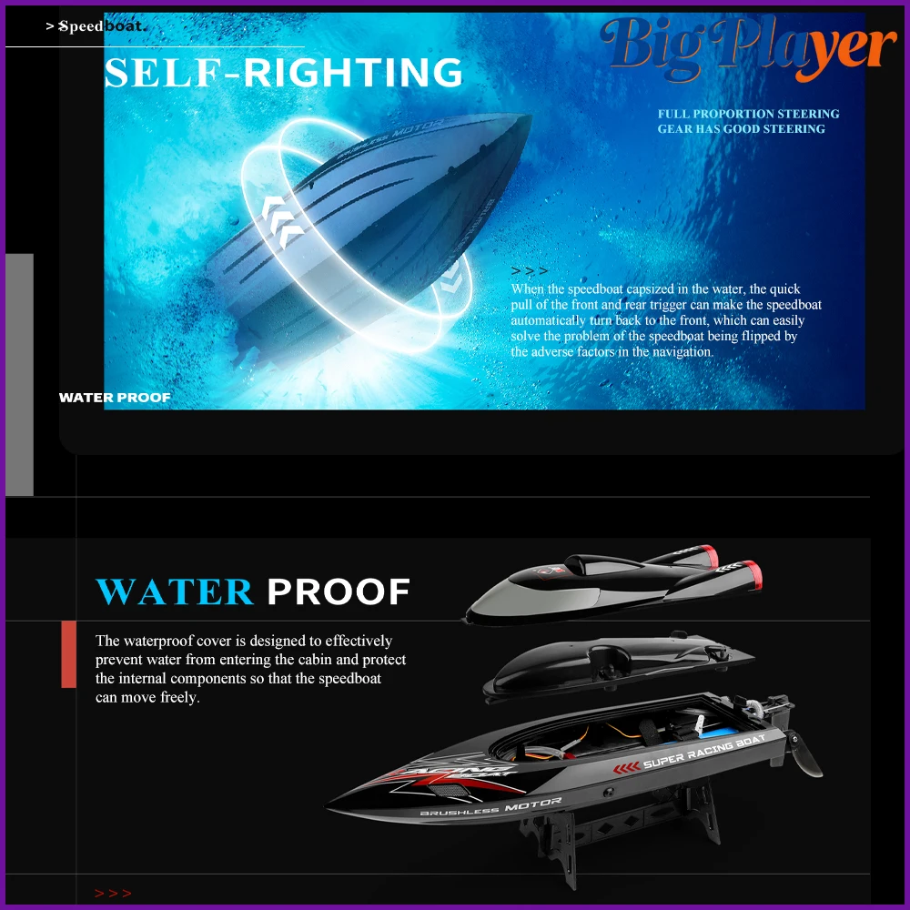WLtoys WL916 Bateau RC Haute Vitesse 55km/h Étanche 2.4GHz